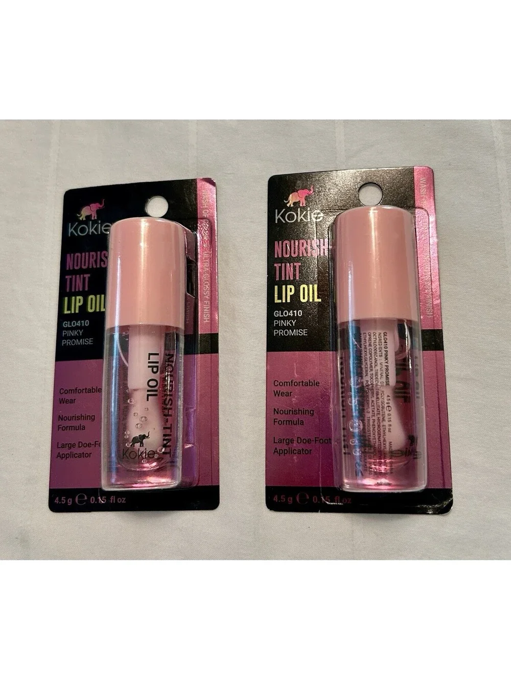 Lot Of 2 Kokie Cosmetics Lip Tint Oil *Pinky Promise* Lip Gloss Lip Care Shimmer